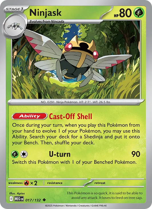 Ninjask Normal 017/132 Mega Evolution Pokémon Card