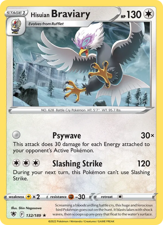 Hisuian Braviary Reverse Holo 132/189 Astral Radiance Pokémon Card