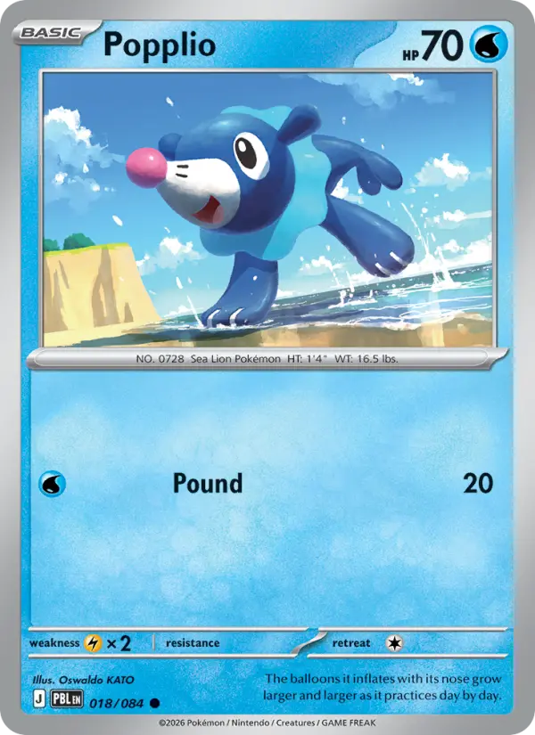 Popplio Reverse Holo 018/84 Pitch Black Pokémon Card