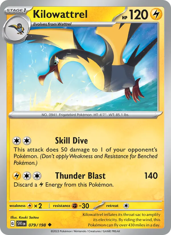 Kilowattrel Non-Foil 079/198 Scarlet & Violet Pokémon Card