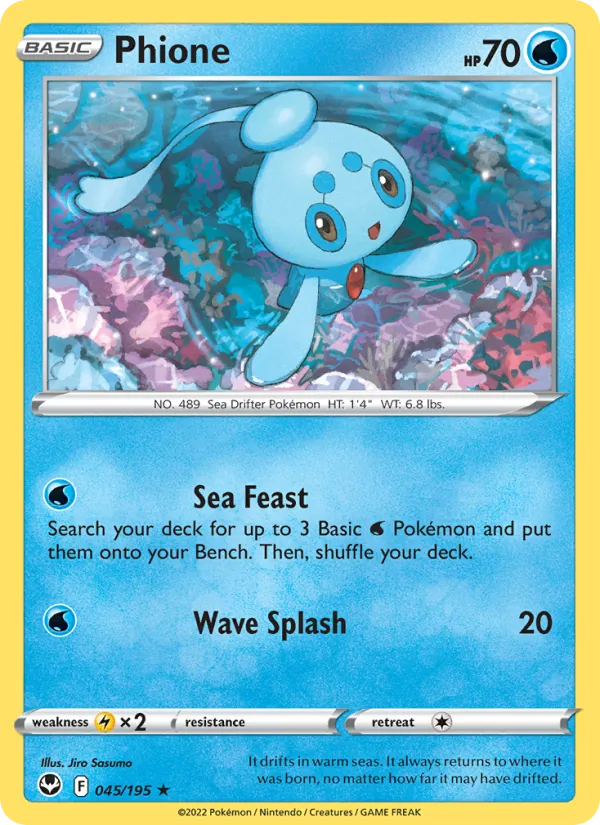 Phione Reverse Holo 045/195 Silver Tempest Pokémon Card