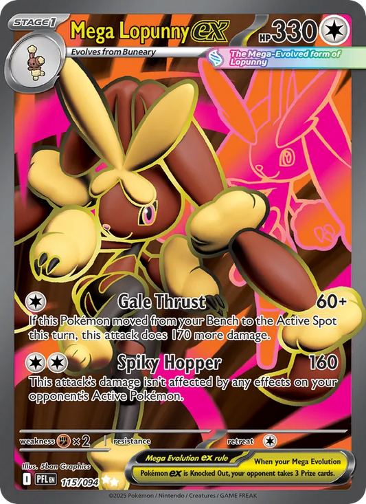 Mega Lopunny ex Holo 115/94 Phantasmal Flames Pokémon Card