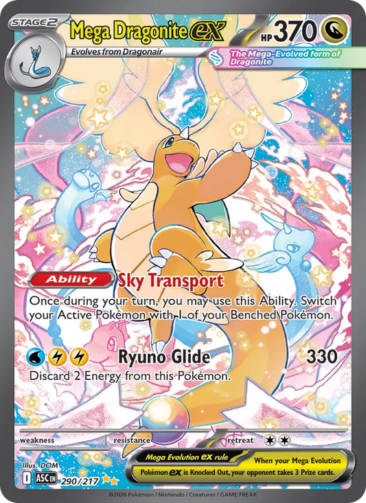 Mega Dragonite ex Holo 290/217 Ascended Heroes Pokémon Card