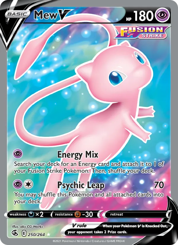 Mew V Holo 250/264 Fusion Strike Pokémon Card