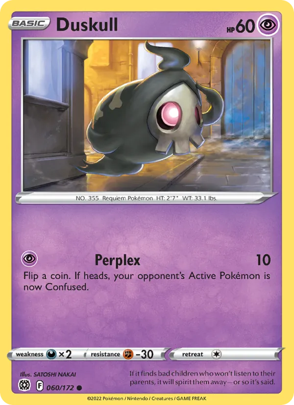 Duskull Reverse Holo 060/172 Brilliant Stars Pokémon Card