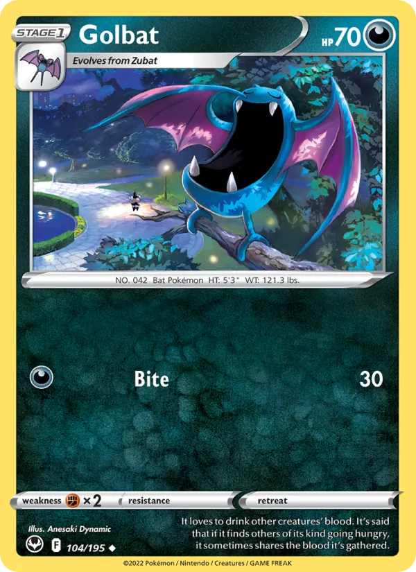 Golbat Reverse Holo 104/195 Silver Tempest Pokémon Card