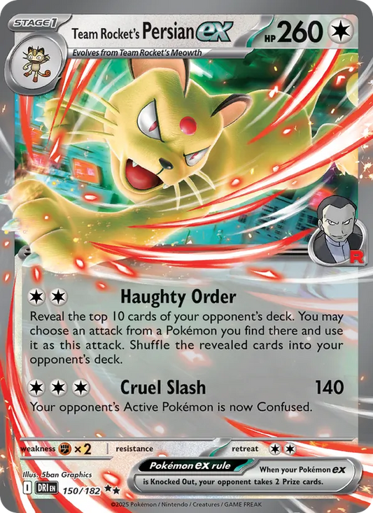 Team Rocket's Persian ex Holo 150/182 Destined Rivals Pokémon Card