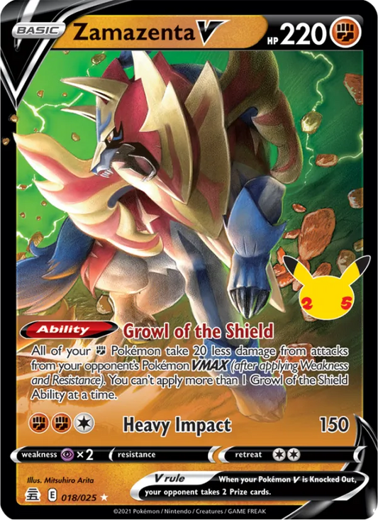 Zamazenta V Holo 018/25 Celebrations Pokémon Card