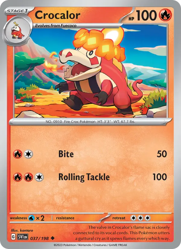 Crocalor Non-Foil 037/198 Scarlet & Violet Pokémon Card