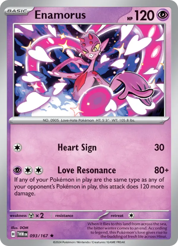 Enamorus Reverse Holo 093/167 Twilight Masquerade Pokémon Card