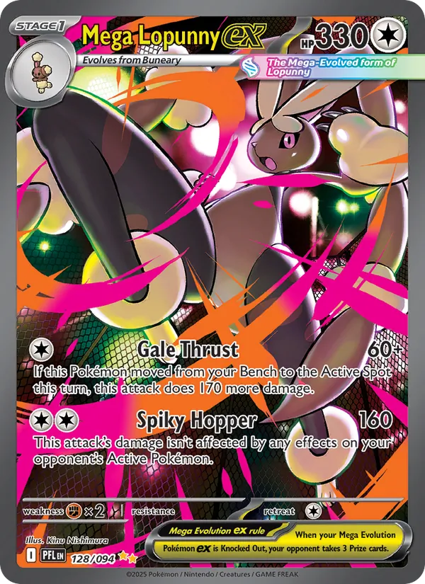 Mega Lopunny ex Holofoil 128/94 Phantasmal Flames Pokémon Card