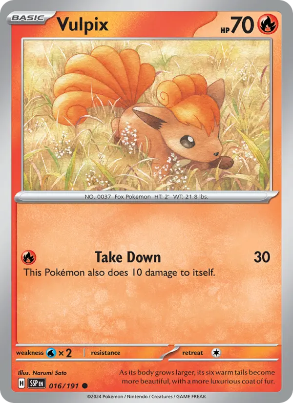 Vulpix Reverse Holo 016/191 Surging Sparks Pokémon Card