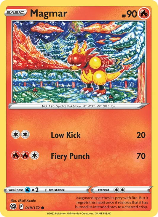 Magmar Reverse Holo 019/172 Brilliant Stars Pokémon Card