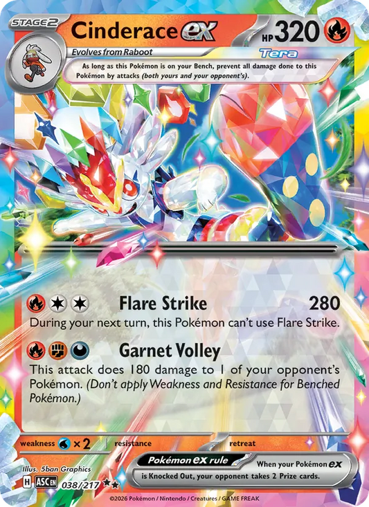 Cinderace ex Holo 038/217 Ascended Heroes Pokémon Card