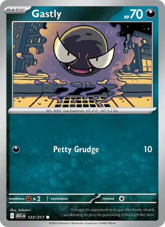 Gastly Reverse Holo 123/217 Ascended Heroes Pokémon Card