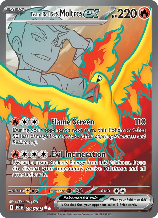 Team Rocket's Moltres ex Holo 208/182 Destined Rivals Pokémon Card