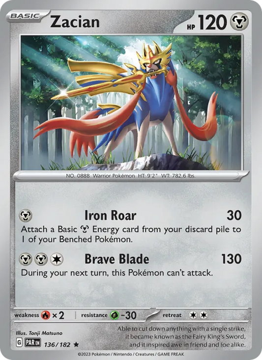 Zacian Holo 136/182 Paradox Rift Pokémon Card