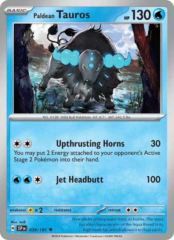 Paldean Tauros Reverse Holo 039/191 Surging Sparks Pokémon Card