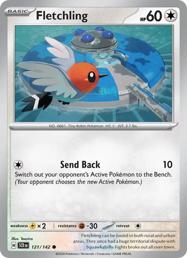 Fletchling Reverse Holo 121/142 Stellar Crown Pokémon Card