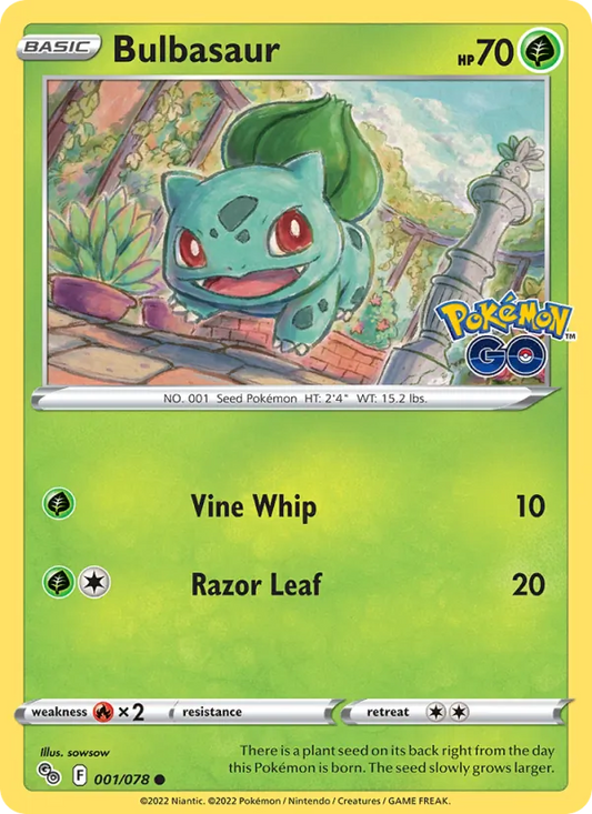 Bulbasaur Reverse Holo 001/78 Pokémon GO Pokémon Card