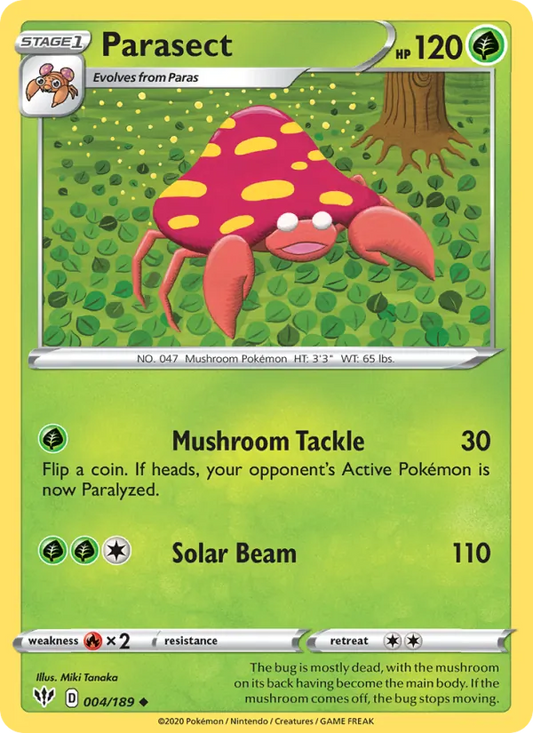 Parasect Reverse Holo 004/189 Darkness Ablaze Pokémon Card