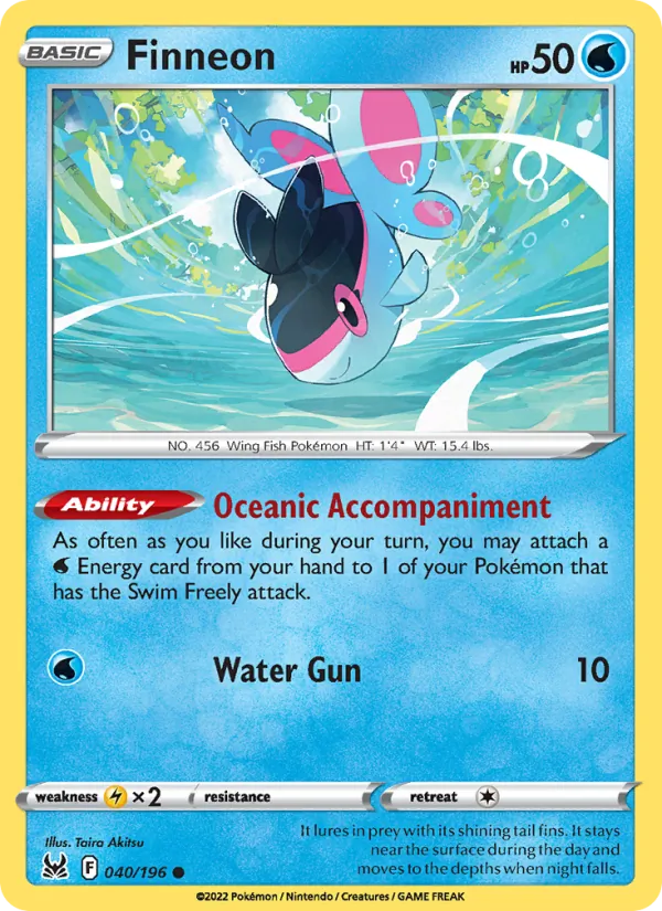 Finneon Reverse Holo 040/196 Lost Origin Pokémon Card