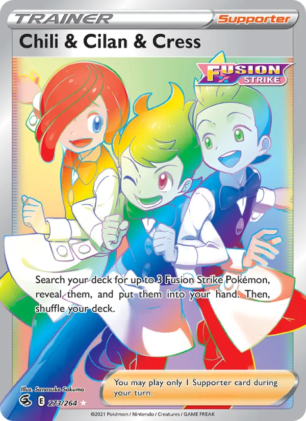 Chili & Cilan & Cress Holo 273/264 Fusion Strike Pokémon Card