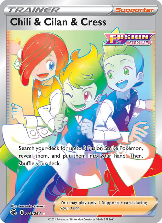 Chili & Cilan & Cress Holo 273/264 Fusion Strike Pokémon Card