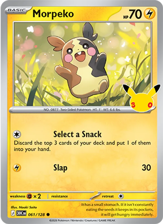 Morpeko Normal 061/128 30th Celebration Pokémon Card