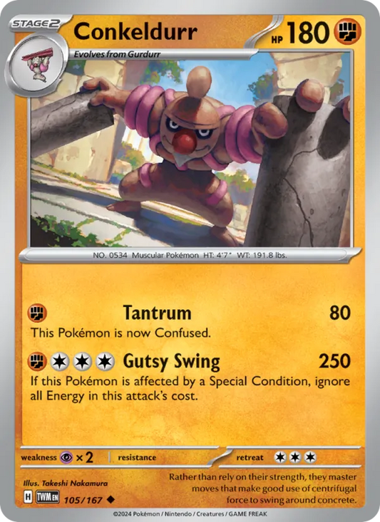 Conkeldurr Normal 105/167 Twilight Masquerade Pokémon Card
