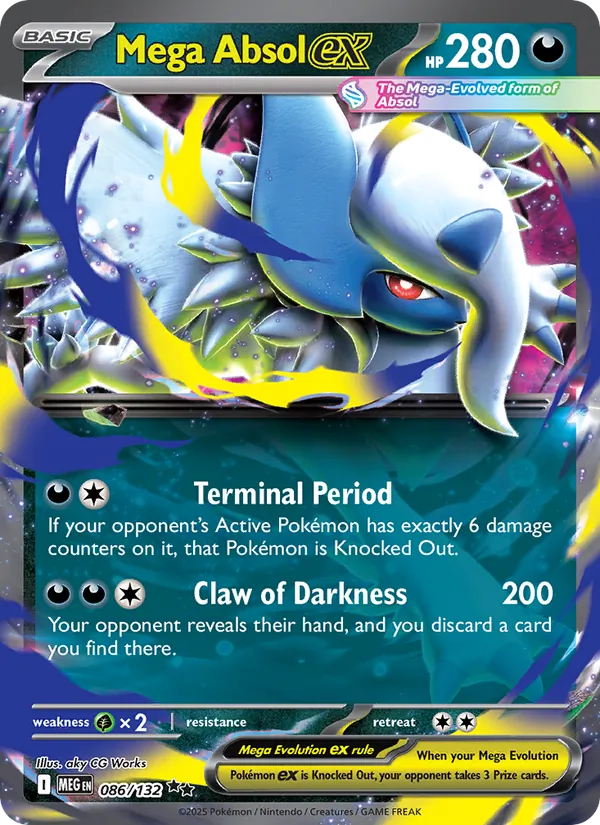 Mega Absol ex Holofoil 086/132 Mega Evolution Pokémon Card