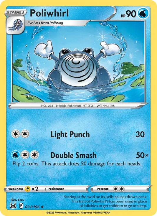 Poliwhirl Reverse Holo 031/196 Lost Origin Pokémon Card