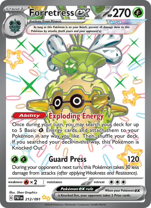 Forretress ex Holo 212/91 Paldean Fates Pokémon Card