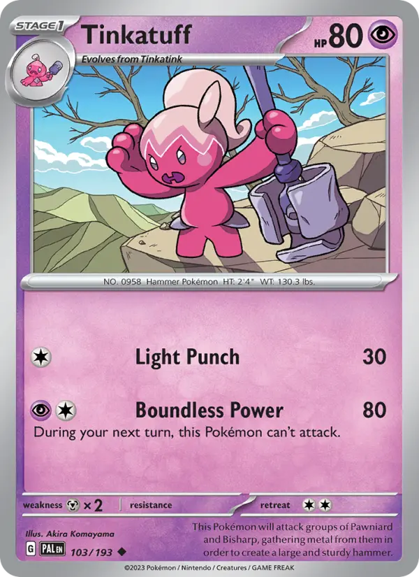 Tinkatuff Non-Foil 103/193 Paldea Evolved Pokémon Card