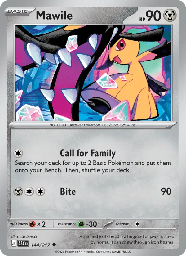 Mawile Reverse Holo 144/217 Ascended Heroes Pokémon Card