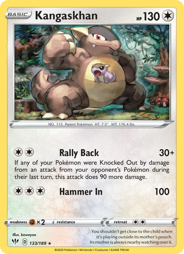 Kangaskhan Reverse Holo 133/189 Darkness Ablaze Pokémon Card