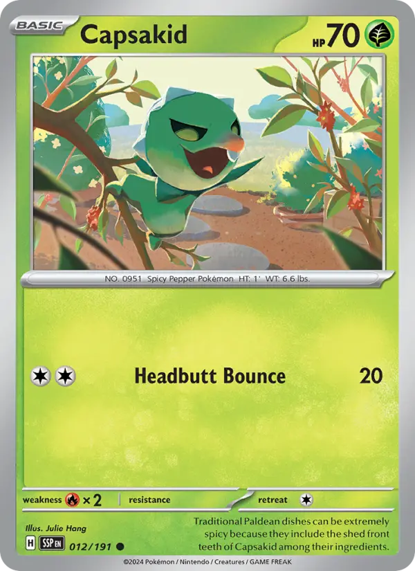 Capsakid Reverse Holo 012/191 Surging Sparks Pokémon Card
