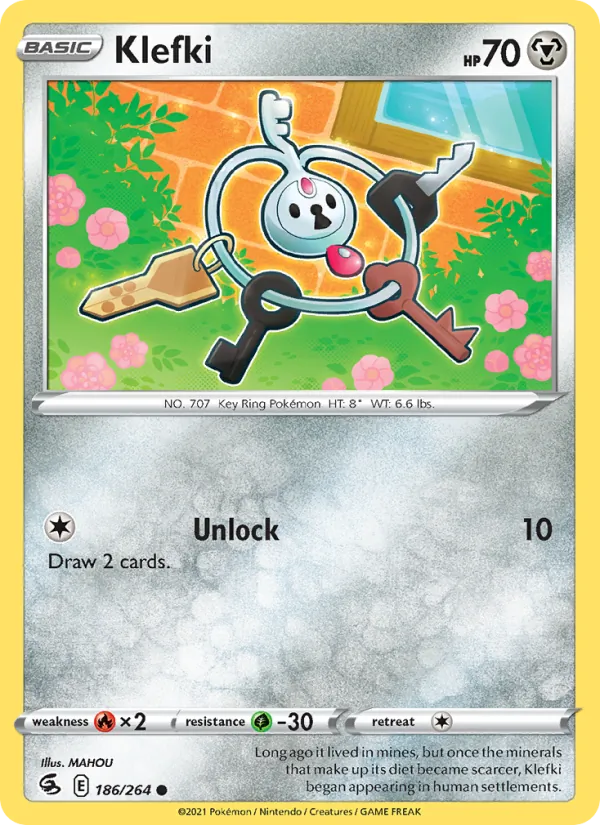 Klefki Reverse Holo 186/264 Fusion Strike Pokémon Card