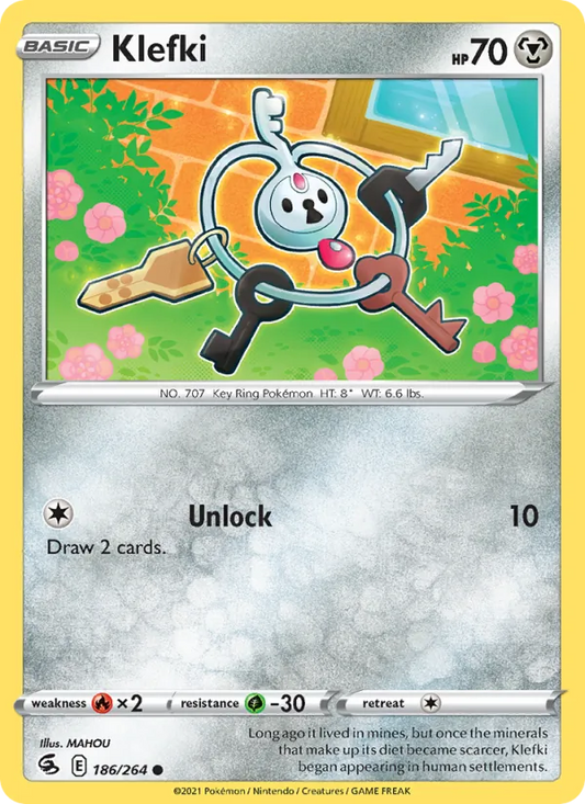 Klefki Reverse Holo 186/264 Fusion Strike Pokémon Card