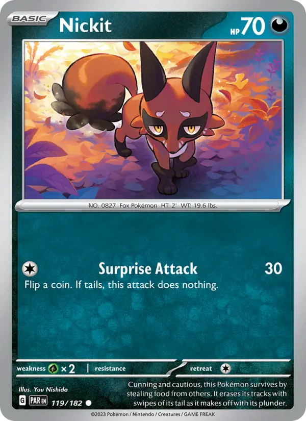 Nickit Reverse Holo 119/182 Paradox Rift Pokémon Card