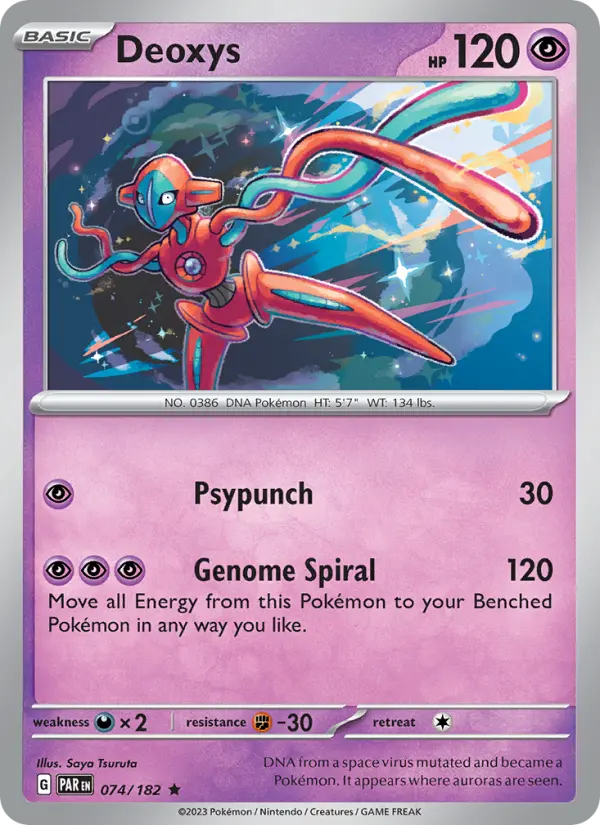 Deoxys Reverse Holo 074/182 Paradox Rift Pokémon Card