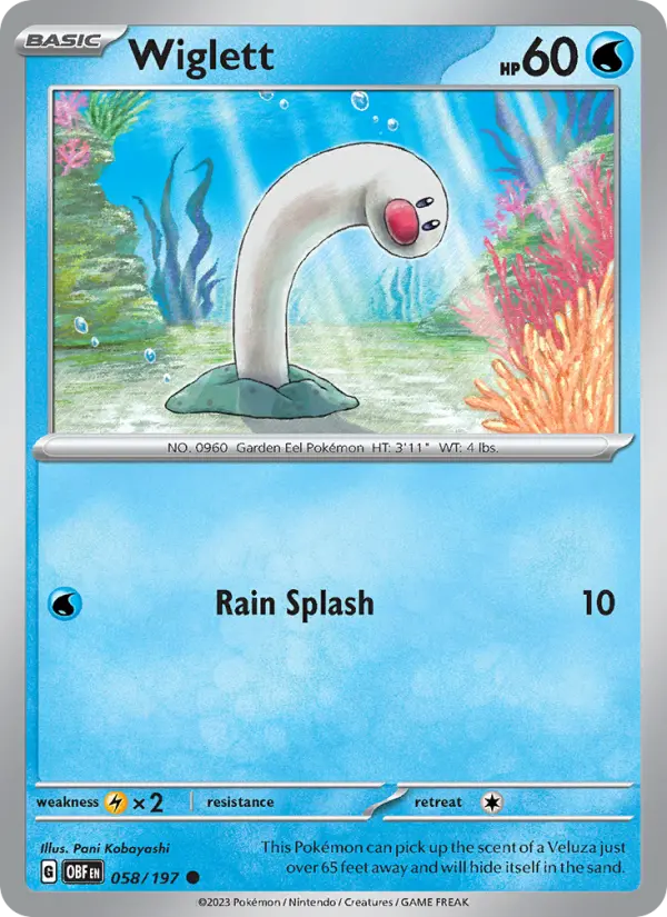 Wiglett Reverse Holo 058/197 Obsidian Flames Pokémon Card