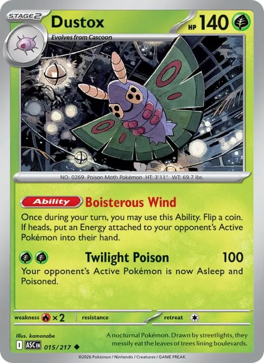 Dustox Reverse Holo 015/217 Ascended Heroes Pokémon Card