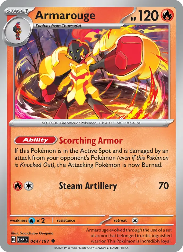 Armarouge Reverse Holo 044/197 Obsidian Flames Pokémon Card