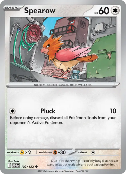 Spearow Reverse Holo 102/132 Mega Evolution Pokémon Card
