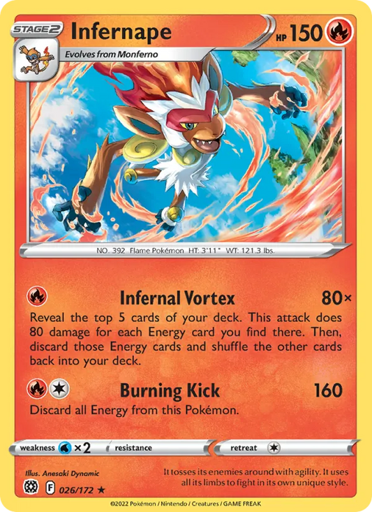 Infernape Reverse Holo 026/172 Brilliant Stars Pokémon Card