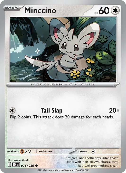 Minccino Normal 075/86 Black Bolt Pokémon Card