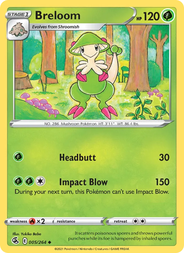 Breloom Reverse Holo 005/264 Fusion Strike Pokémon Card