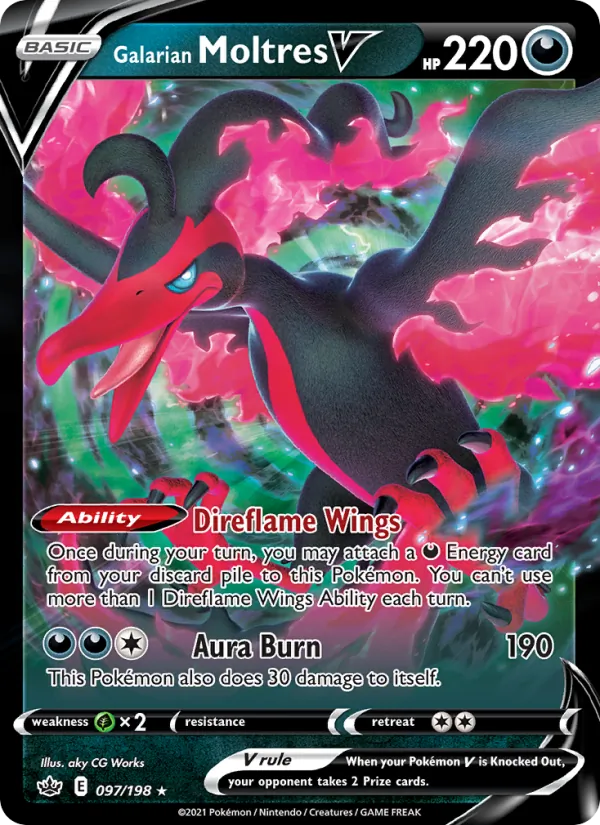 Galarian Moltres V Holo 097/198 Chilling Reign Pokémon Card