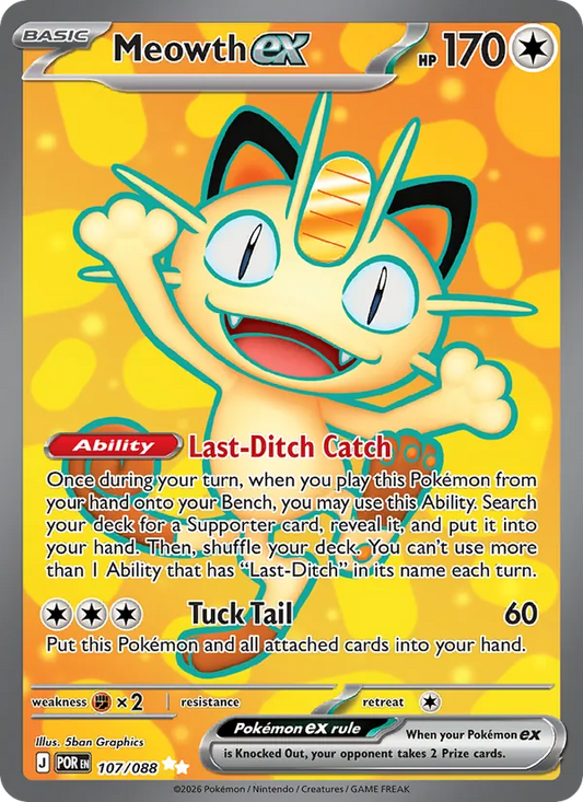 Meowth ex Holo 107/88 Perfect Order Pokémon Card